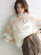 COCOBELLA_Embroidered_Lurex_Chinese_Loose_Fit_Stand_Collar_Commuting_Long_Sleeve_T-Shirts_MISSTT