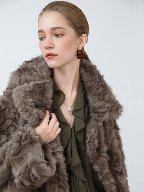 COCOBELLA Extra Thick Plush Straight Cut Retro Commuter Women Faux Fur Coats