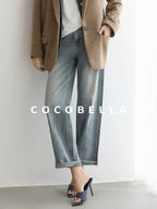 COCOBELLA Faded Cotton Straight Leg Natural Waist Casual Women Denim No Stretch Pants