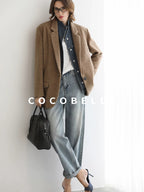 COCOBELLA Faded Cotton Straight Leg Natural Waist Casual Women Denim No Stretch Pants
