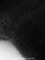 COCOBELLA Faux Fur Double Breasted V Neck Long Sleeve Office Style Women Coats Jackets