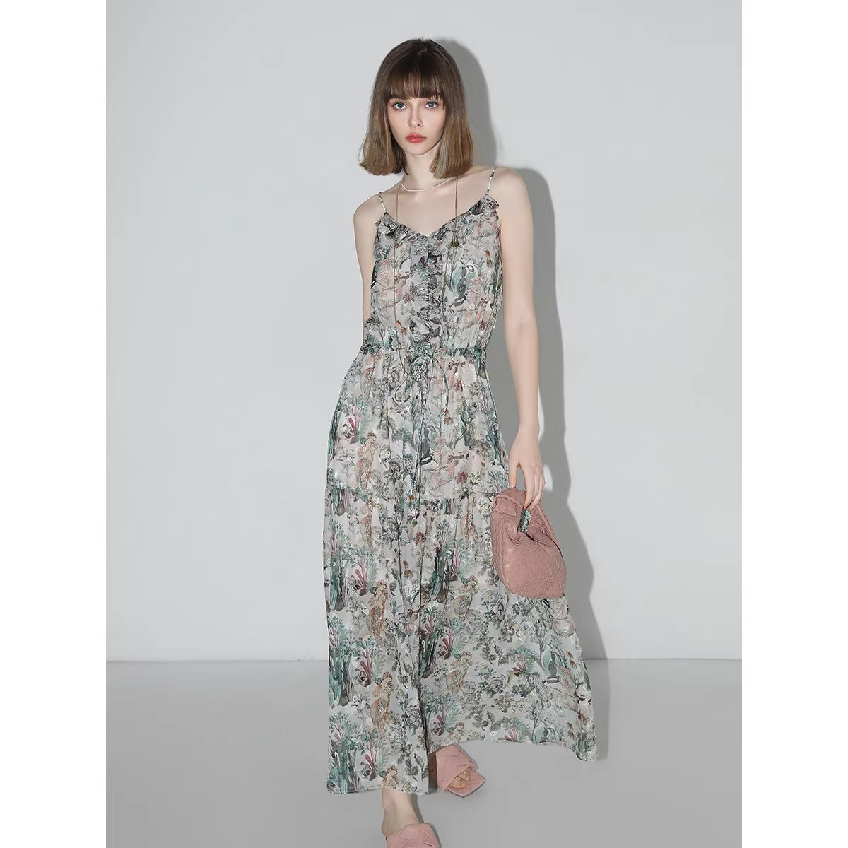 COCOBELLA_Floral_High_Waist_Sweet_Boho_V_Neck_Lantern_Sleeve_A_Line_Tea_Style_Dresses_MISSTT