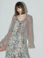 COCOBELLA Floral Ruffle V Neck A Line Spaghetti Adjustable Waist Elegant Women Dresses