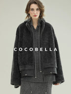 COCOBELLA Full Faux Fur Loose Fit Zipper Long Sleeve Women Office Commuter Polyester Coats