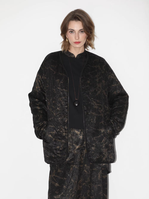 COCOBELLA_Gold_Trim_Insulated_Straight_Fit_V_Neck_Zip_Pockets_Women_Short_Padded_Jackets_MISSTT