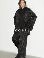 COCOBELLA Gold Trim Insulated Straight Fit V Neck Zip Pockets Women Short Padded Jackets