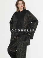 COCOBELLA Gold Trim Insulated Straight Fit V Neck Zip Pockets Women Short Padded Jackets