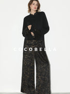 COCOBELLA Gold Trim Insulated Straight Fit V Neck Zip Pockets Women Short Padded Jackets