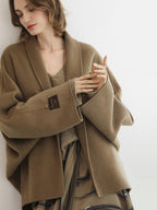 COCOBELLA Handmade Thick Wool Loose Fit Lapel Ladylike Office Overcoat Jackets