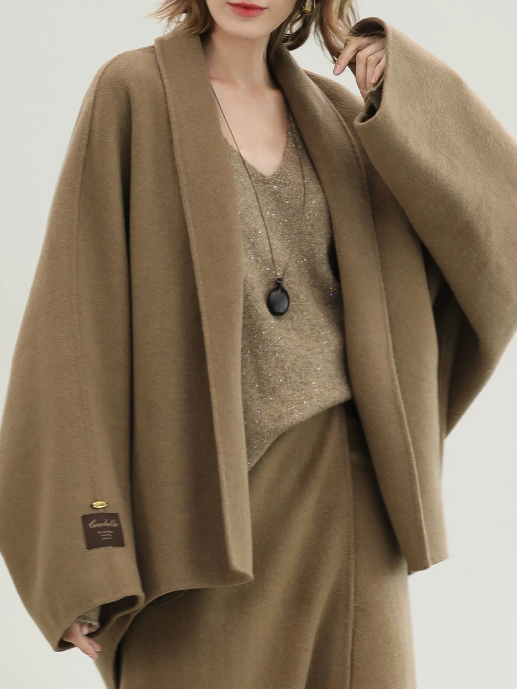 COCOBELLA Handmade Thick Wool Loose Fit Lapel Ladylike Office Overcoat Jackets