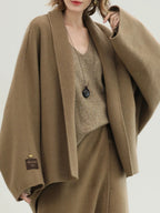 COCOBELLA Handmade Thick Wool Loose Fit Lapel Ladylike Office Overcoat Jackets