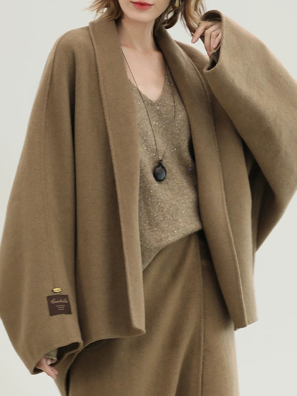 COCOBELLA Handmade Thick Wool Loose Fit Lapel Ladylike Office Overcoat Jackets
