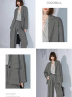 COCOBELLA Herringbone One Button Casual Straight Fit Blazer Collar Women Office Shirts