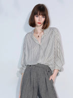 COCOBELLA Herringbone One Button Casual Straight Fit Blazer Collar Women Office Shirts