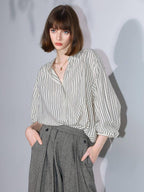 COCOBELLA Herringbone One Button Casual Straight Fit Blazer Collar Women Office Shirts