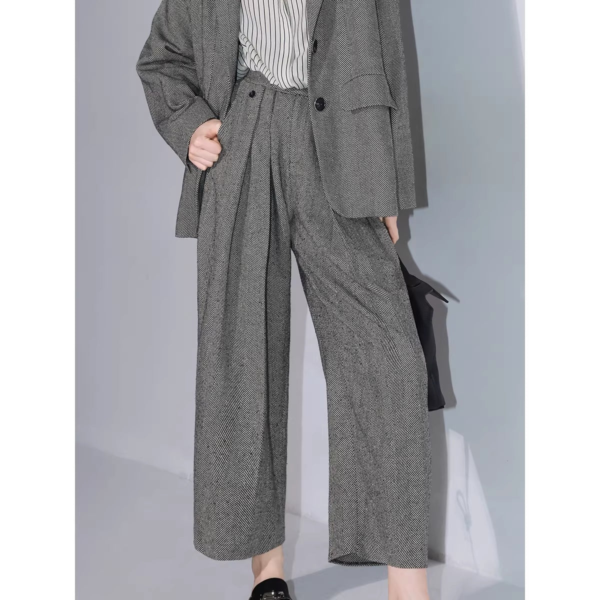 COCOBELLA_Herringbone_Straight_Fit_Casual_Single_Button_Tailored_Office_Women_Blazers_MISSTT