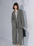 COCOBELLA Herringbone Straight Fit Casual Single Button Tailored Office Women Blazers