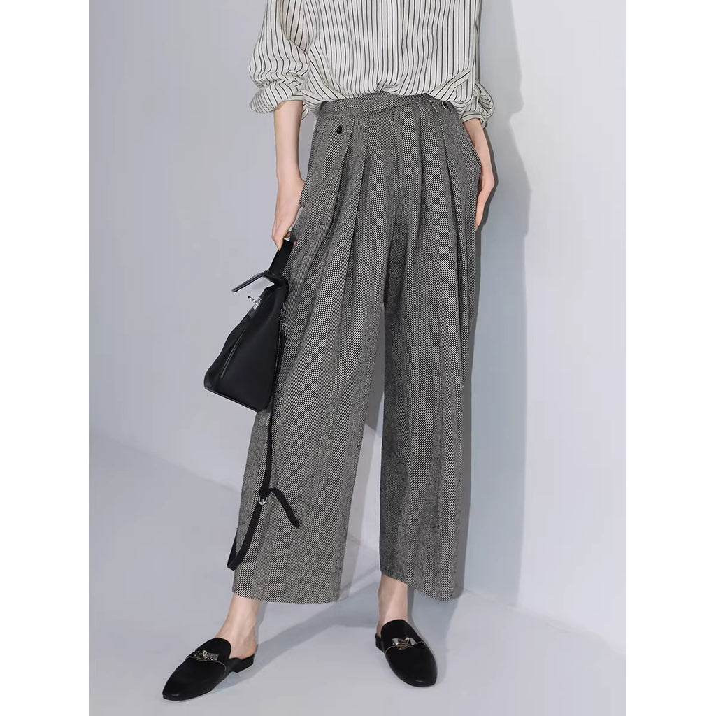 COCOBELLA_High_Waist_3D_Detail_Loose_Harem_Office_Wear_Women_Black_White_Polyester_Pants_MISSTT
