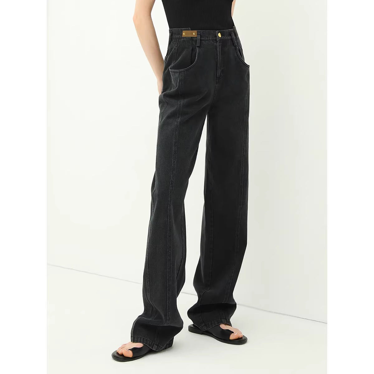 COCOBELLA_High_Waist_Comfortable_Loose_Straight_Denim_Black_Women_Everyday_Casual_Pants_MISSTT