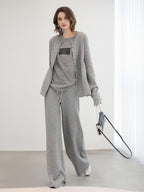 COCOBELLA High Waist Elastic Waistband Wide Leg Relaxed Fit Women Solid Knit Pants