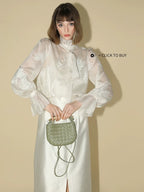 COCOBELLA High Waist Front Slit Ol H Line Suit Office Pearl White Skirts
