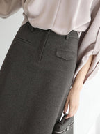 COCOBELLA High Waist H Line Straight With Pockets Commuter Office Women Nutmeg Skirts