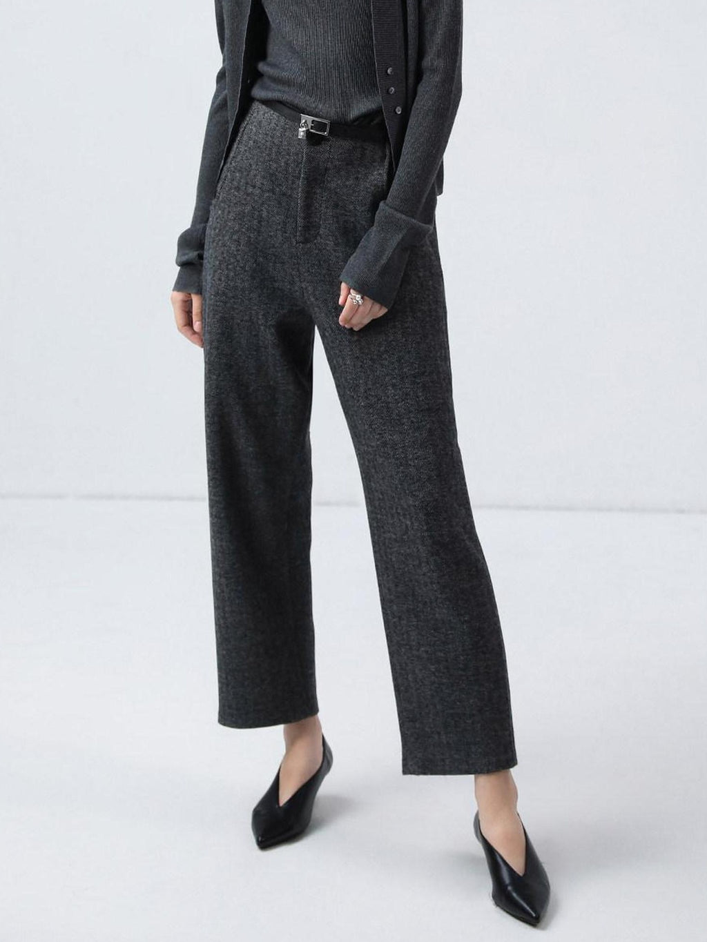 COCOBELLA High Waist Herringbone Pockets Straight Harem Office Women Workwear Pants