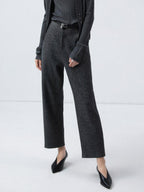 COCOBELLA High Waist Herringbone Pockets Straight Harem Office Women Workwear Pants