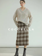 COCOBELLA High Waist Lined Pleated Patchwork Office Women Polyester Skirts
