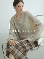 COCOBELLA High Waist Lined Pleated Patchwork Office Women Polyester Skirts