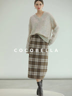 COCOBELLA High Waist Lined Pleated Patchwork Office Women Polyester Skirts