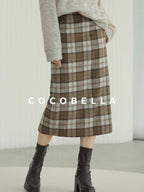COCOBELLA High Waist Lined Pleated Patchwork Office Women Polyester Skirts