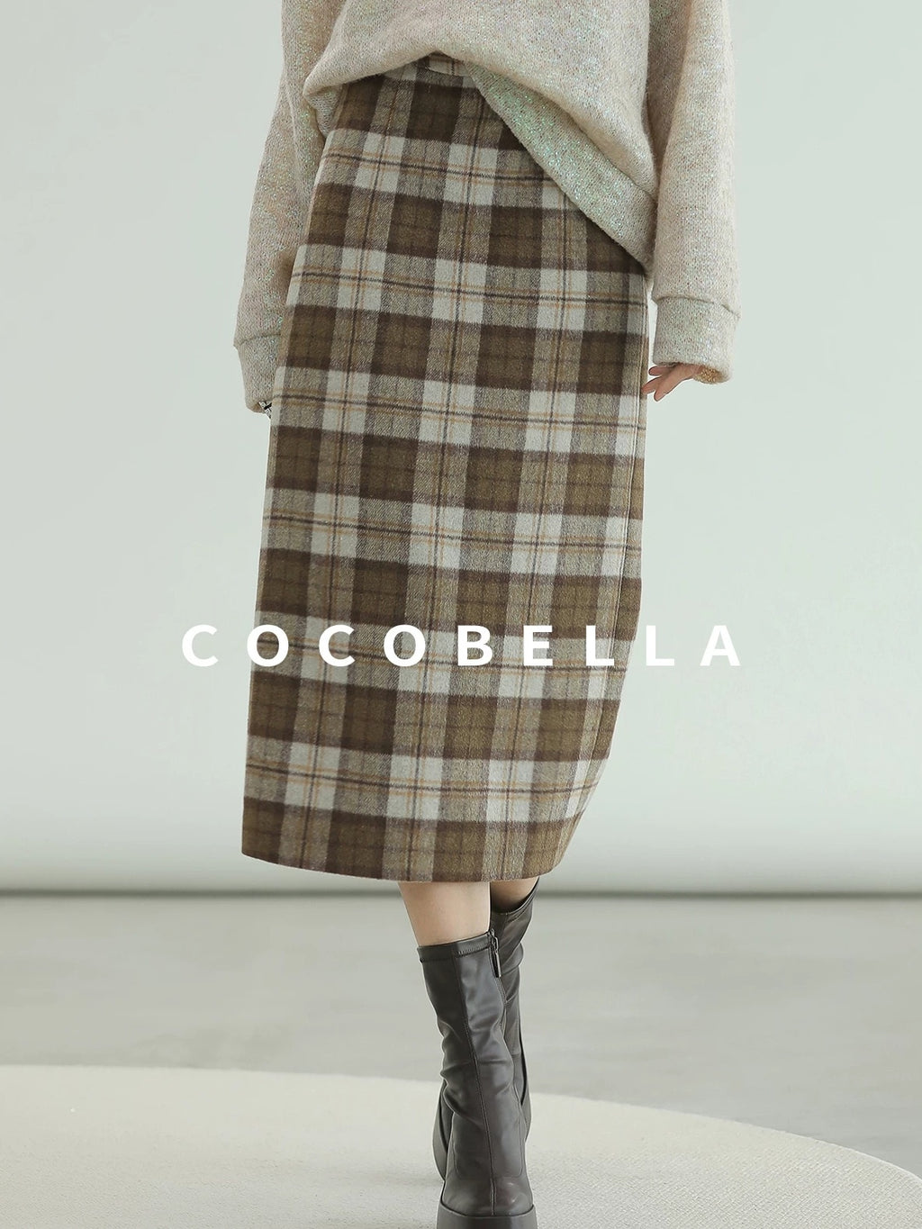 COCOBELLA High Waist Lined Pleated Patchwork Office Women Polyester Skirts