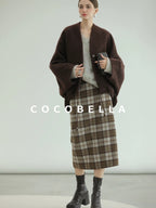 COCOBELLA High Waist Lined Pleated Patchwork Office Women Polyester Skirts