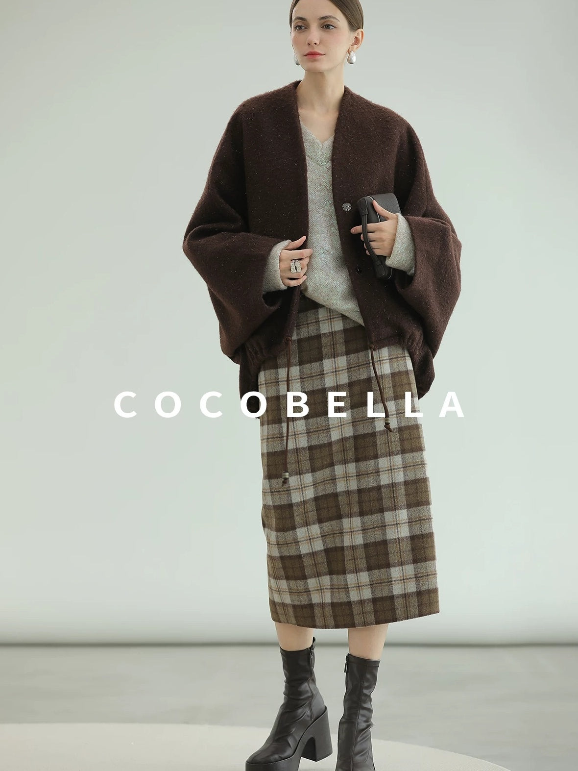 COCOBELLA High Waist Lined Pleated Patchwork Office Women Polyester Skirts