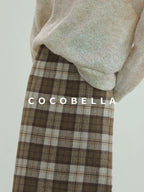 COCOBELLA High Waist Lined Pleated Patchwork Office Women Polyester Skirts