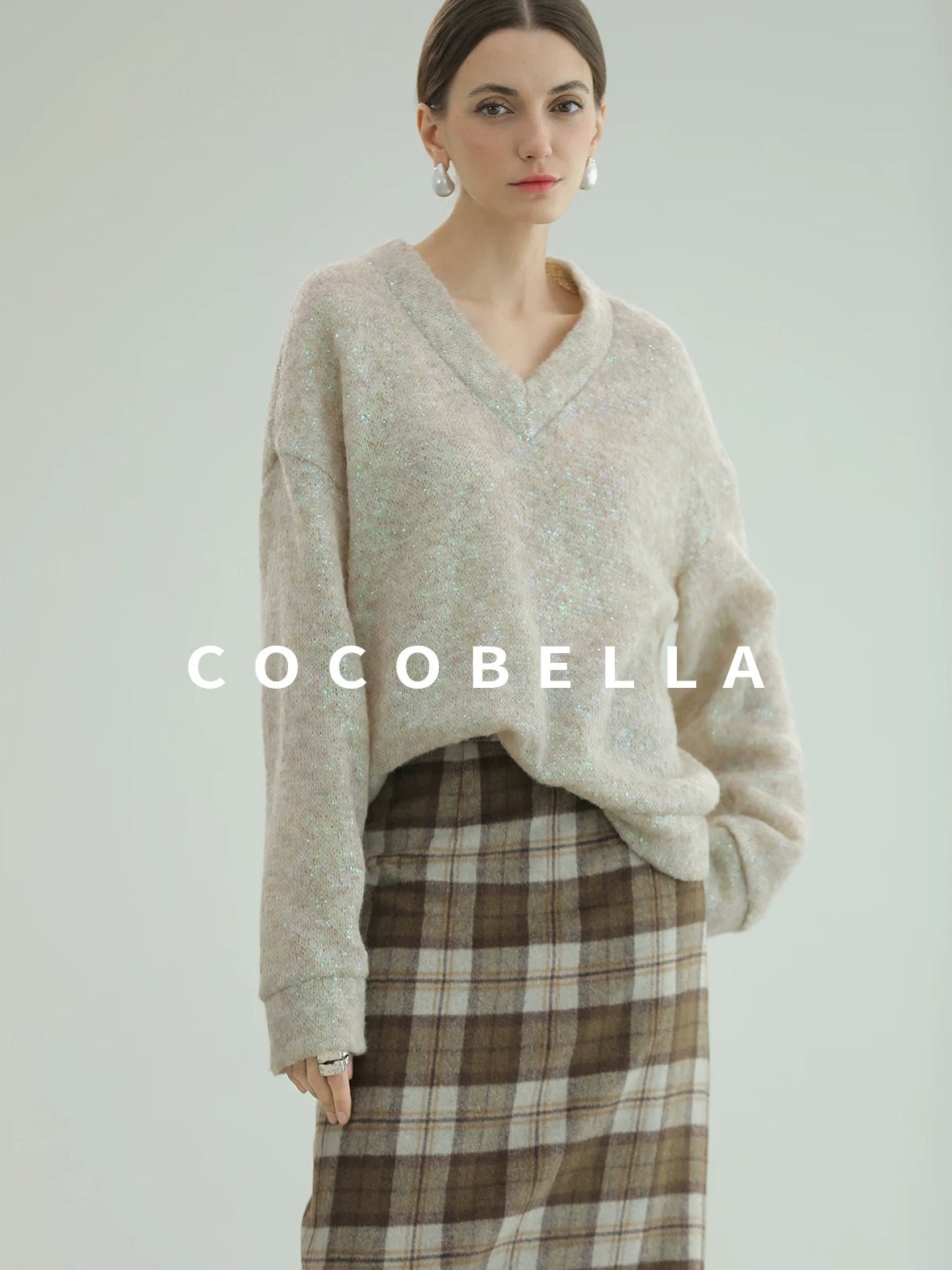 COCOBELLA High Waist Lined Pleated Patchwork Office Women Polyester Skirts