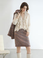 COCOBELLA High Waist Luxury Slim H Line Pencil Skirt Women Work Monet Mist Pink Skirts