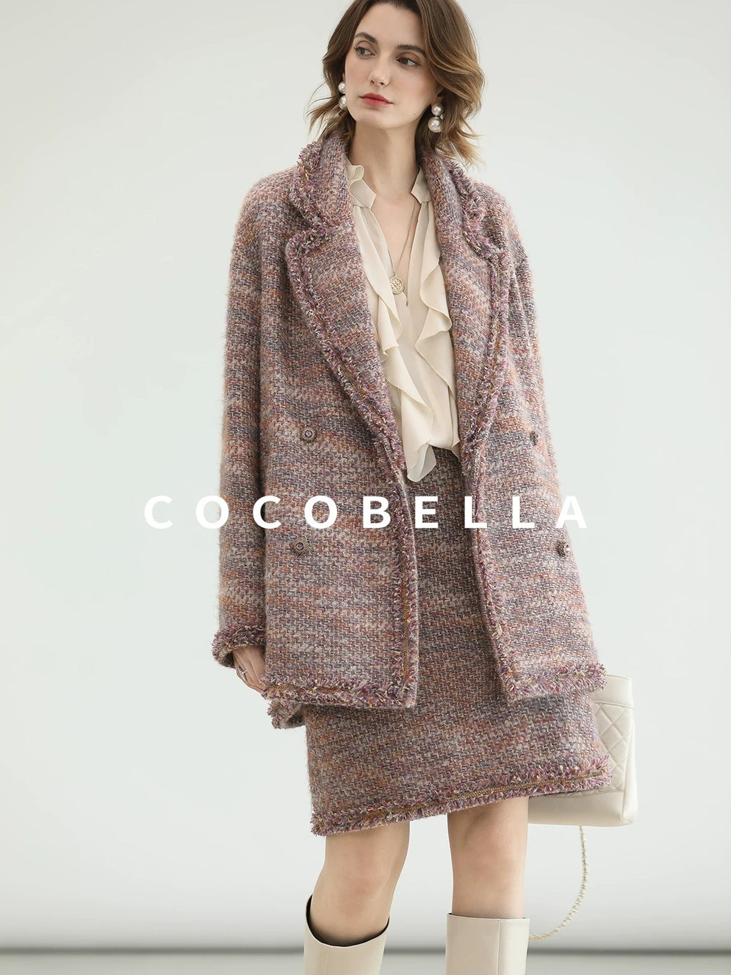 COCOBELLA High Waist Luxury Slim H Line Pencil Skirt Women Work Monet Mist Pink Skirts