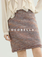 COCOBELLA High Waist Luxury Slim H Line Pencil Skirt Women Work Monet Mist Pink Skirts