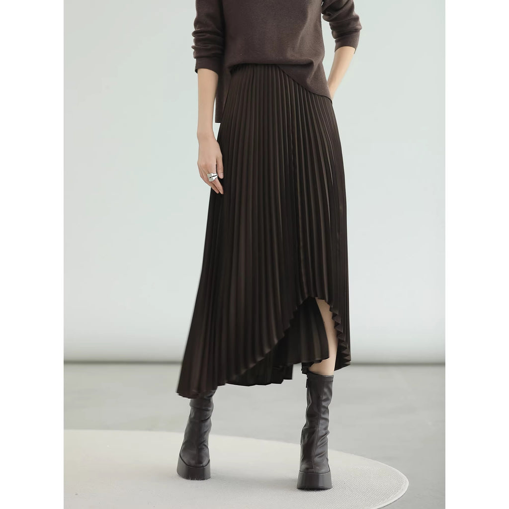 COCOBELLA_High_Waist_Pleated_A_Line_Irregular_Hem_Office_Midi_Chocolate_Skirts_MISSTT