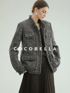 COCOBELLA High Waist Pleated A Line Irregular Hem Office Midi Chocolate Skirts