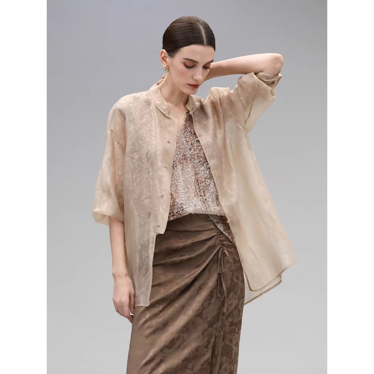 COCOBELLA_High_Waist_Pleated_Jacquard_Chinese_Style_Slim_H_Line_Women_Office_Casual_Pants_MISSTT