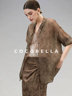 COCOBELLA High Waist Pleated Jacquard Chinese Style Slim H Line Women Office Casual Pants