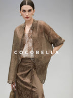 COCOBELLA High Waist Pleated Jacquard Chinese Style Slim H Line Women Office Casual Pants