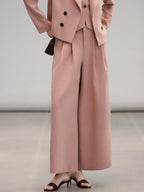 COCOBELLA High Waist Pleated Wide Leg Office Work Ol Style Women Stretch Polyester Pants