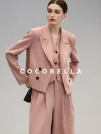 COCOBELLA High Waist Pleated Wide Leg Office Work Ol Style Women Stretch Polyester Pants
