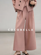 COCOBELLA High Waist Pleated Wide Leg Office Work Ol Style Women Stretch Polyester Pants