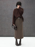 COCOBELLA High Waist Pocket Midi Straight H Line Office Polyester Blend Skirts