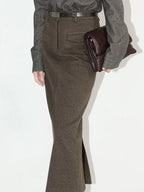 COCOBELLA High Waist Pocket Midi Straight H Line Office Polyester Blend Skirts